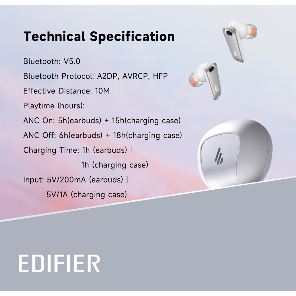 Tai nghe Bluetooth không dây Edifier Neobuds Pro TWS Hi-Res Khử tiếng ồn chủ động Công nghệ khử tiếng ồn chủ động