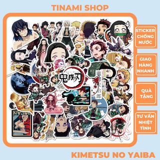 Bộ 50 hình dán Sticker Kimetsu No Yaiba demon slayer dùng trang trí nón bảo hiểm xe máy điện thoại latop ván trượt vali