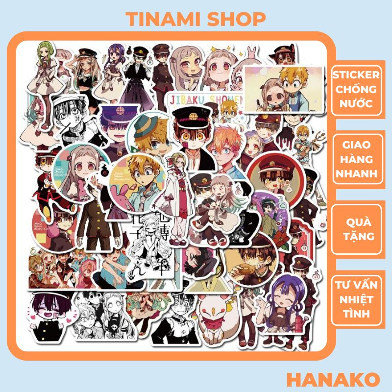 Bộ 50 Sticker Anime Hanako Cậu mà nhà xí hình dán chống nước dùng trang trí sưu tầm quà tặng Tinami
