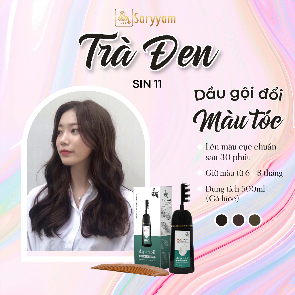 Dầu gội đổi màu tóc TRÀ ĐEN | Gội là đổi màu | SinHair Việt Nam Official Store