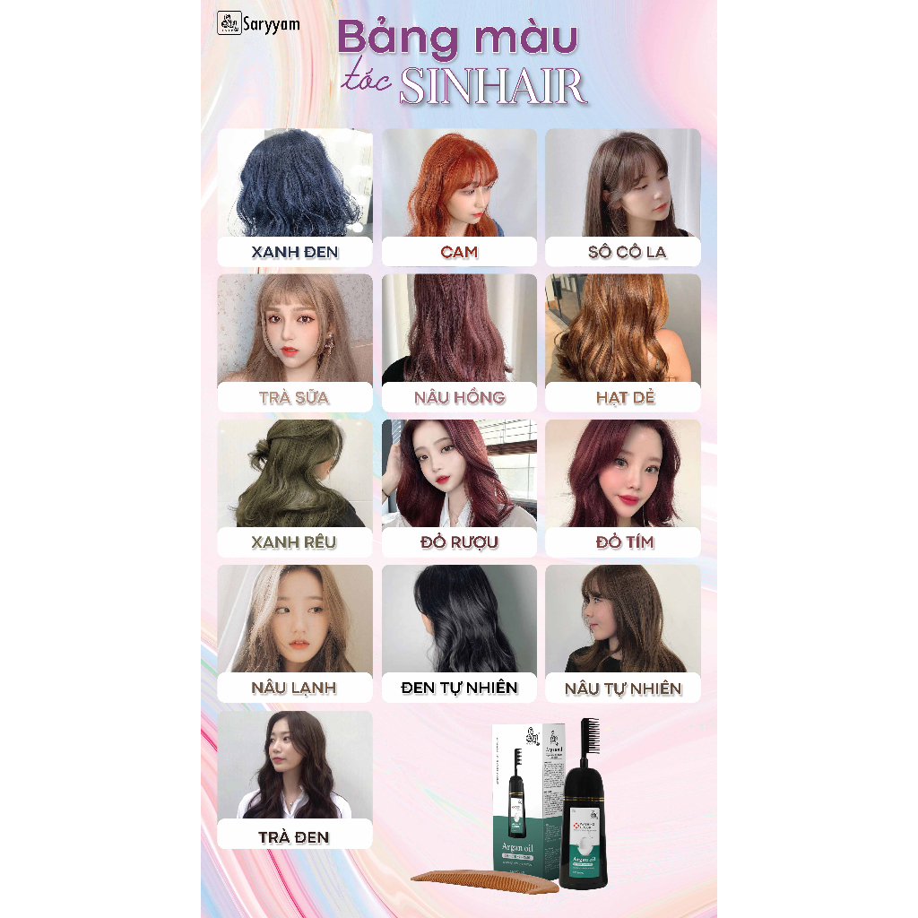 Dầu gội đổi màu tóc TRÀ ĐEN | Gội là đổi màu | SinHair Việt Nam Official Store