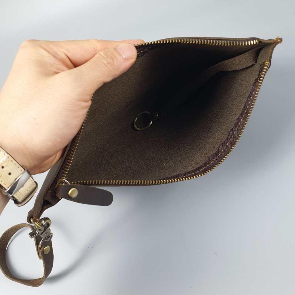 Clutch cầm tay nam da bò sáp CL152  - 100% da thật, bảo hành 3 năm