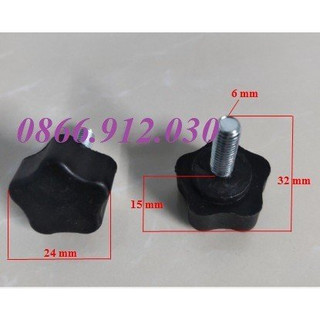 Núm vặn,đế tăng chỉnh M6 x 20 mm_hoa 5 cánh