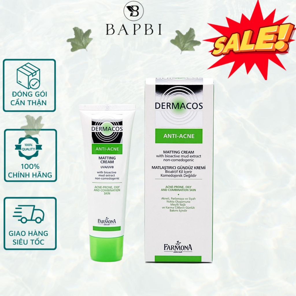 Kem Dưỡng Dermacos Anti Acne Matting Cream Kem Dưỡng Da Kiềm Dầu Ban Ngày 50ml