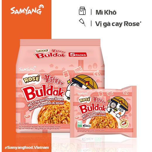 5 Gói mì khô gà cay hoa hồng Samyang 