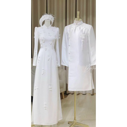 Song hỷ trắng xinh xắn trang trí áo dài