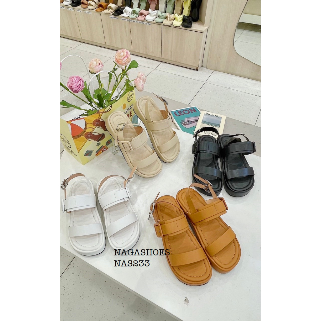 SANDAL NAGASHOES HAI QUAI NGANG BẢN TO KHÓA VUÔNG 4P NAS233