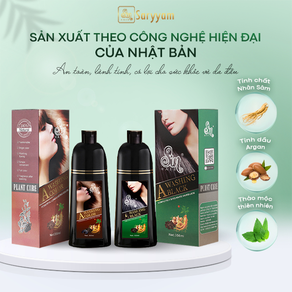 Combo Dầu gội phủ bạc Sin hair thay đổi màu tóc trong 15 phút. Dầu gội đen + nâu[Chính hãng Nhật Bản]