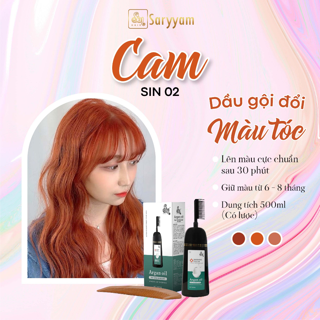 Dầu gội đổi màu tóc Cam | Gội là đổi màu | SinHair Việt Nam Official Store