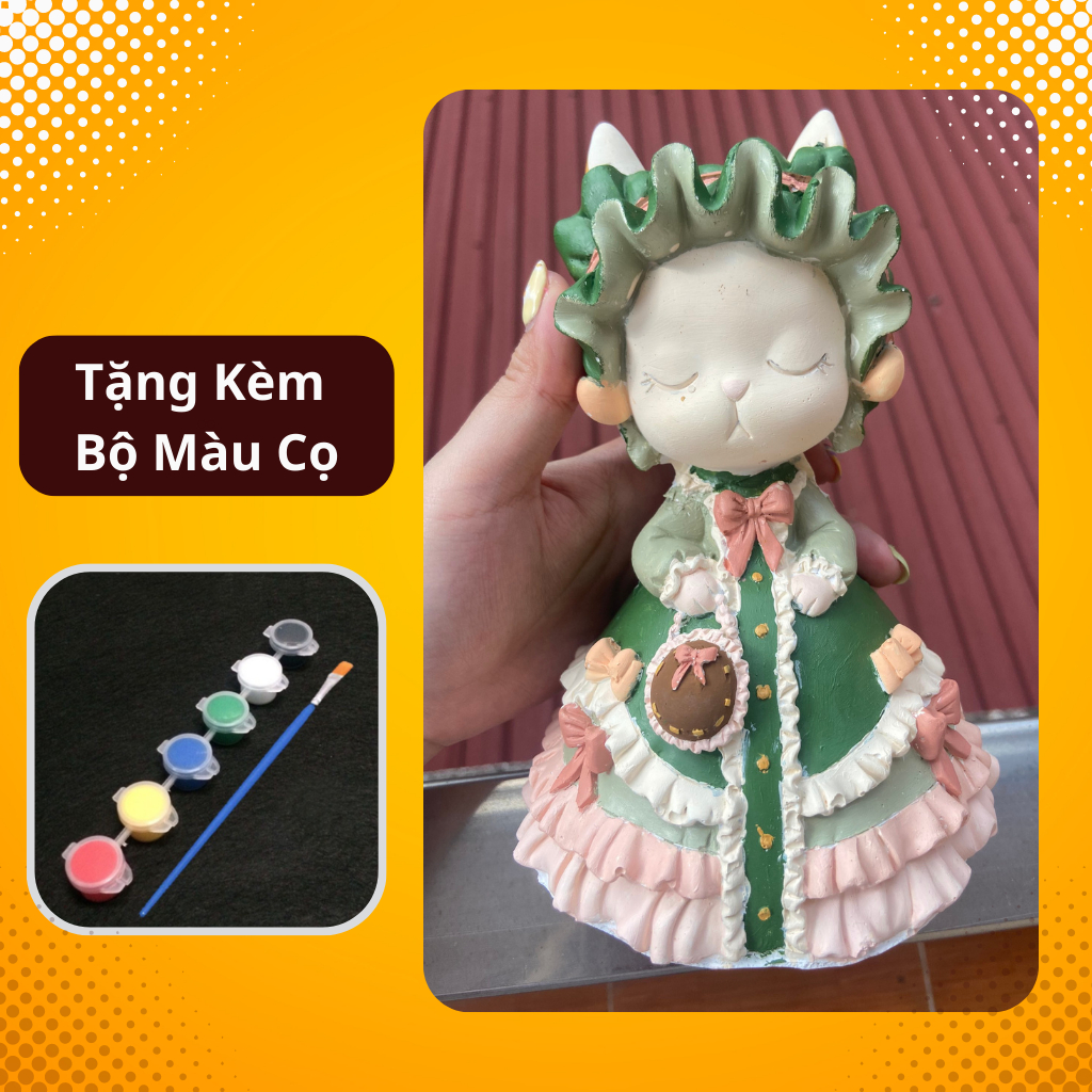 Tượng thạch cao tô màu Thỏ Sophie size lớn- Tượng tô cho bé gái tặng kèm cọ và màu vẽ acrylic