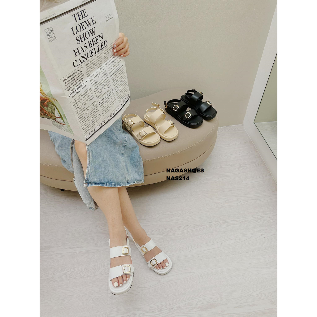SANDAL NAGASHOES HAI QUAI NGANG PHỐI KHÓA 2P NAS214