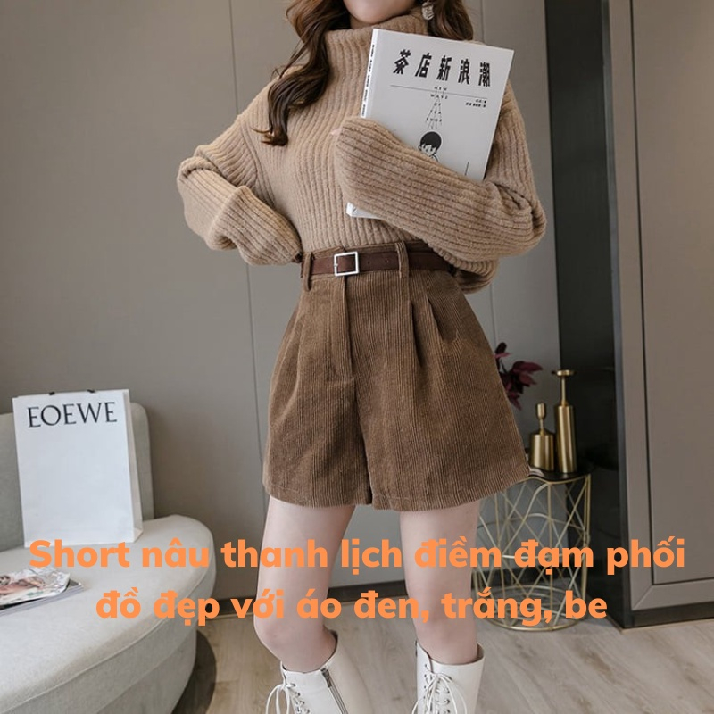 Quần Short Nhung Tăm Cao Cấp, Quần Sooc Nữ Lưng Cao Hách Dáng Siêu Đẹp