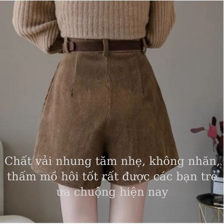 Quần Short Nhung Tăm Cao Cấp, Quần Sooc Nữ Lưng Cao Hách Dáng Siêu Đẹp