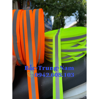 Cuộn vải phản quang sọc ghi may mặc quần áo,dây phản quang công trình 2,5cm ảnh thật
