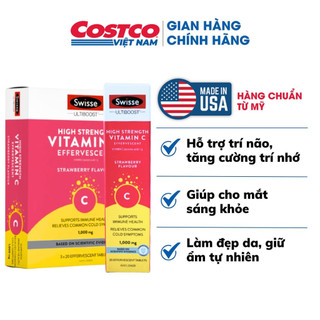 Viên sủi Vitamin C Effervescent strawberry flavour 60 viên Swisse Ultiboost bổ sung vitamin C của Úc