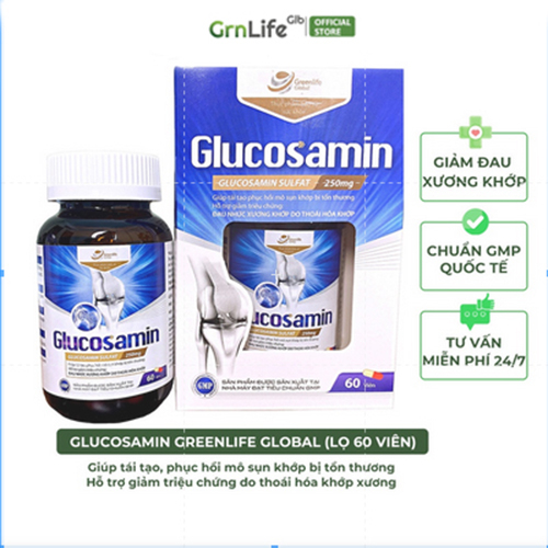 Viên xương khớp GrnLife Glucosamin (60 viên) nang cứng, hỗ trợ tái tạo mô sụn, tăng tiết dịch khớp