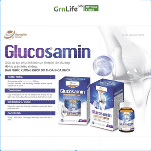 Viên xương khớp GrnLife Glucosamin (60 viên) nang cứng, hỗ trợ tái tạo mô sụn, tăng tiết dịch khớp