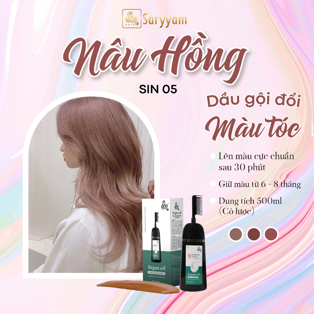 Dầu gội đổi màu tóc Nâu Hồng | Gội là đổi màu | SinHair Việt Nam Official Store