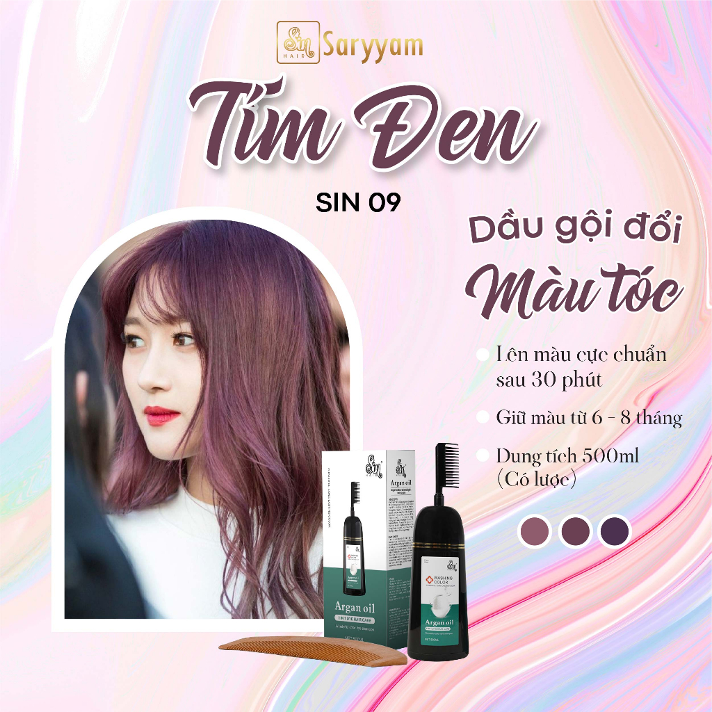 Dầu gội đổi màu tóc TÍM ĐEN | Gội là đổi màu | SinHair Việt Nam Official Store