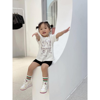 Bộ áo thun quần legging siêu co giãn hình mini cho bé ,set áo phông quần legging xúnlolakid