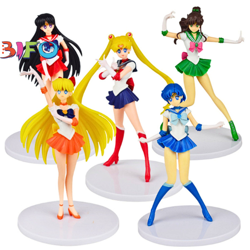 Mô hình 5 nhân vật thủy thủ mặt trăng Sailor Moon Usagi Ami Rei Makoto Minako Mamoru Setsuna Michiru Haruka Hotaru