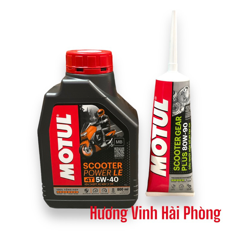 Combo DẦU NHỚT TAY GA Motul Scooter Power LE 5W40 800ml + NHỚT HỘP SỐ MOTUL SCOOTER GEAR PLUS 120ml