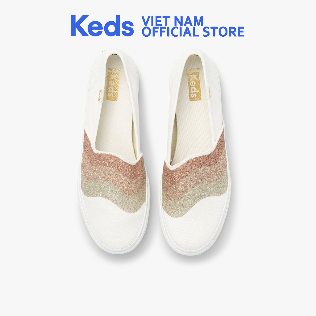 Giày Keds Nữ- Double Decker Wave Glitter Canvas Cream- KD065932