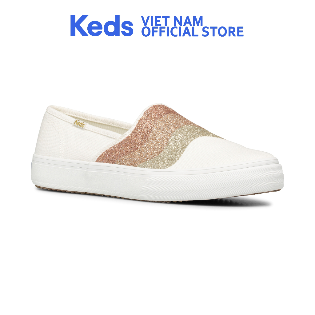 Giày Keds Nữ- Double Decker Wave Glitter Canvas Cream- KD065932