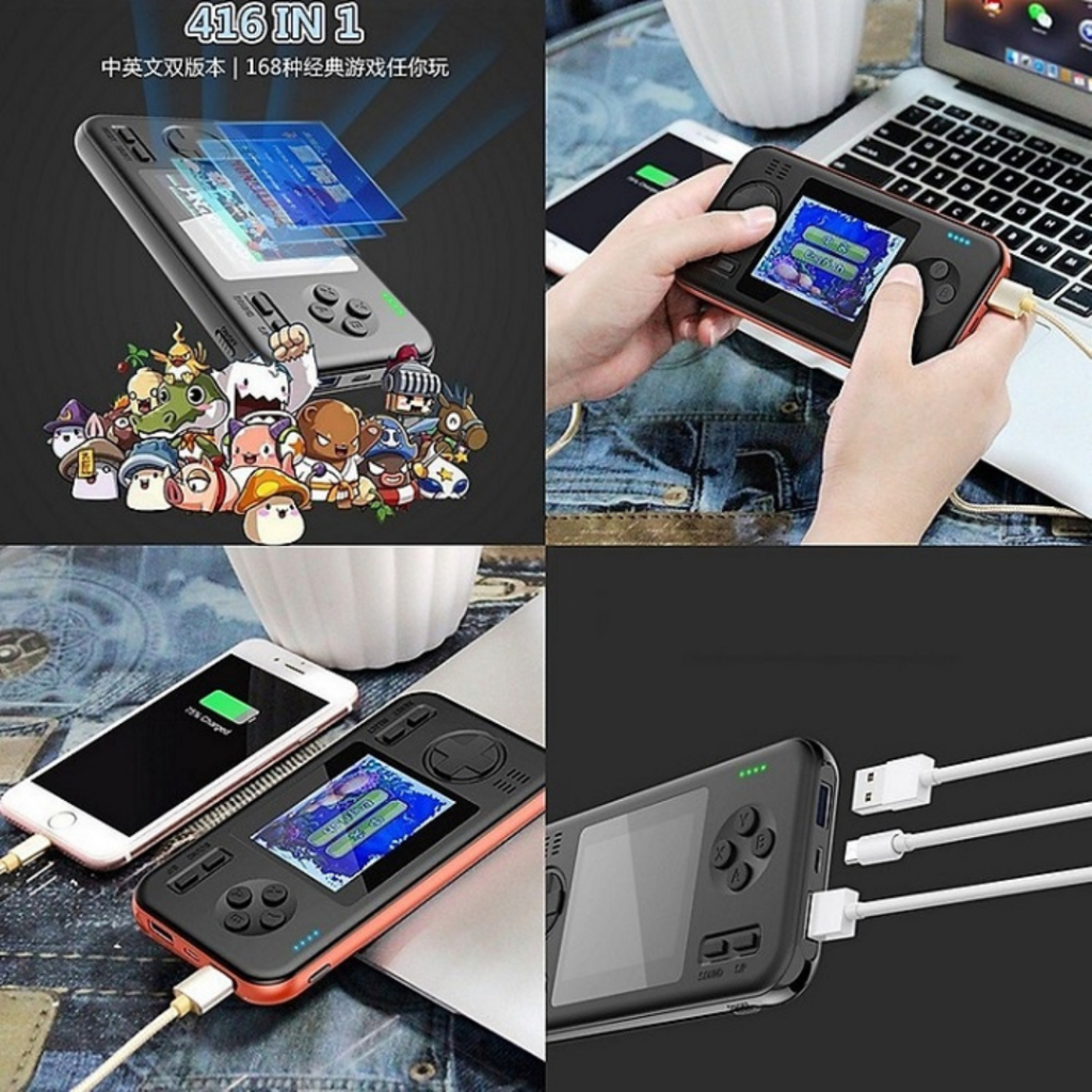 Máy Chơi Game Cầm Tay Tích Hợp 416 Games - Kiêm Sạc Dự Phòng Dung Lượng Pin 8.000mAh - Thiết Kế Nhỏ Gọn, Tiện Lợi