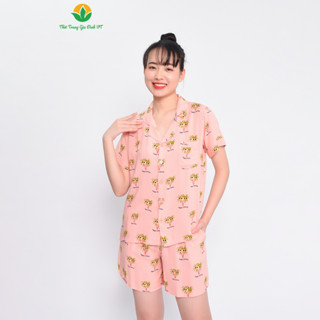 Đồ bộ mặc nhà cho nữ mùa hè chất Lanh  Việt Thắng, quần đùi , áo cộc tay - B03.2311