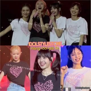 (kèm card) áo thun tay lỡ croptop Born Pink Blackpink Lisa Jennie Rose Jisoo