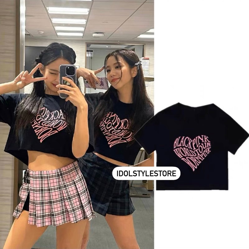 Áo thun tay lỡ croptop Born Pink Blackpink Lisa Jennie Rose Jisoo