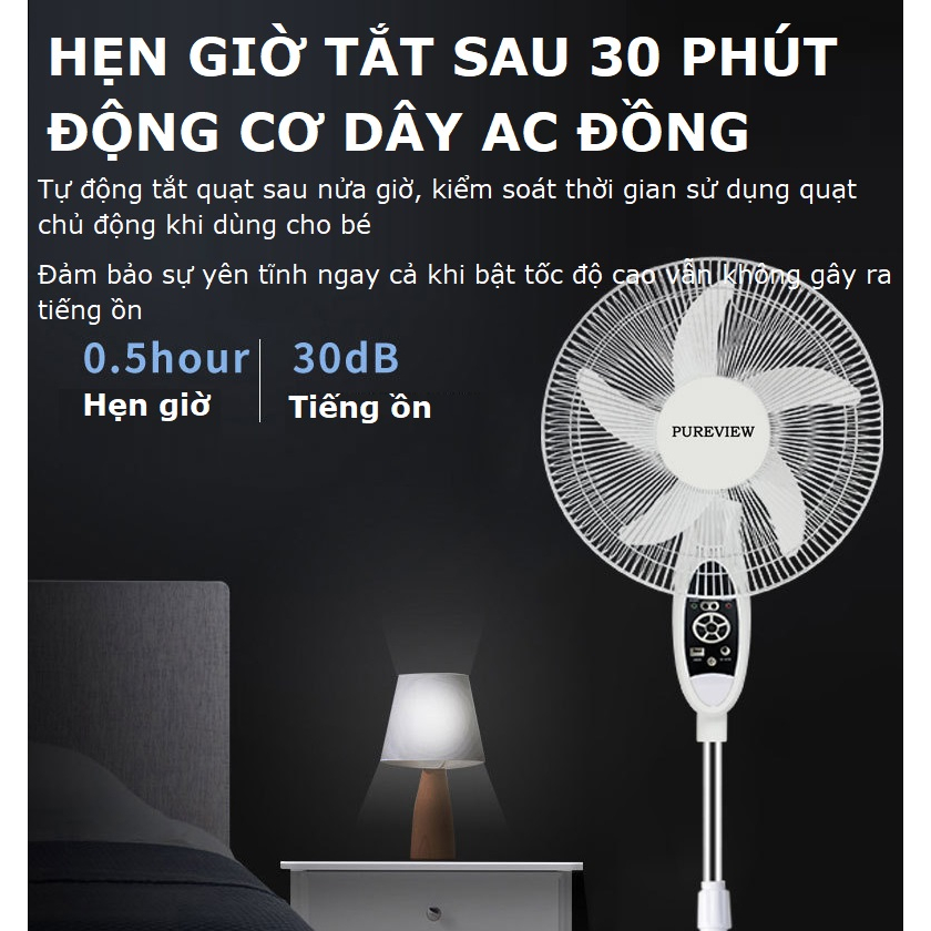 Quạt cây tích điện pin sạc năng lượng mặt trời Gutek Fan15 pin lâu 12 giờ tích hợp đèn led sáng