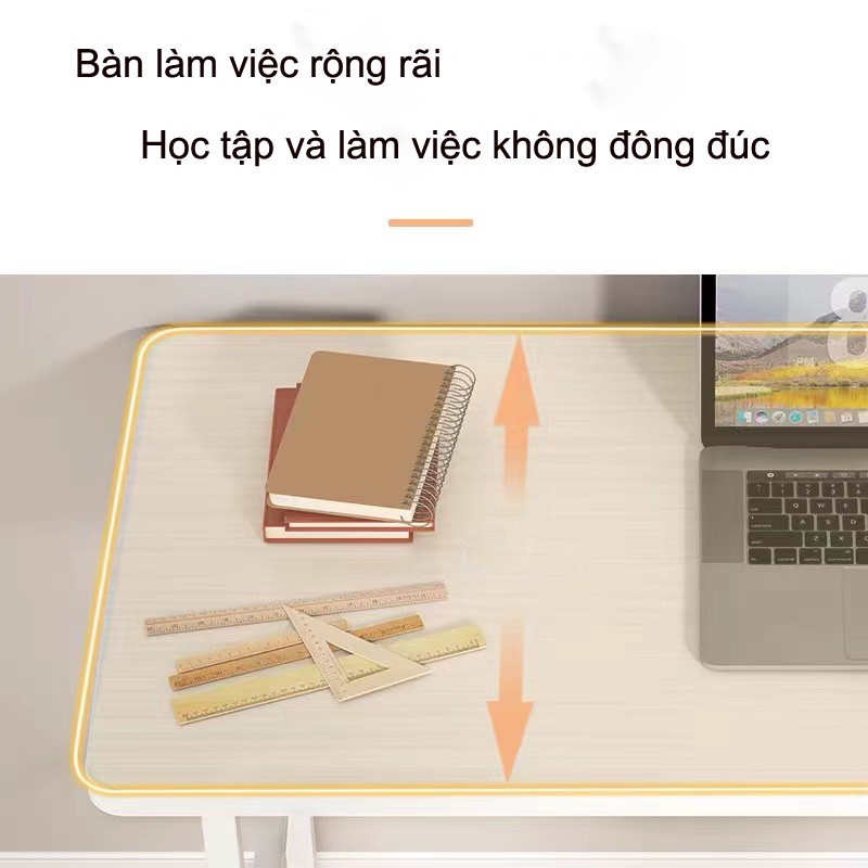 Bàn làm việc gỗ Bàn kệ lửng chân sắt dùng cho văn phòng học bài để máy tính cho học sinh sinh viên