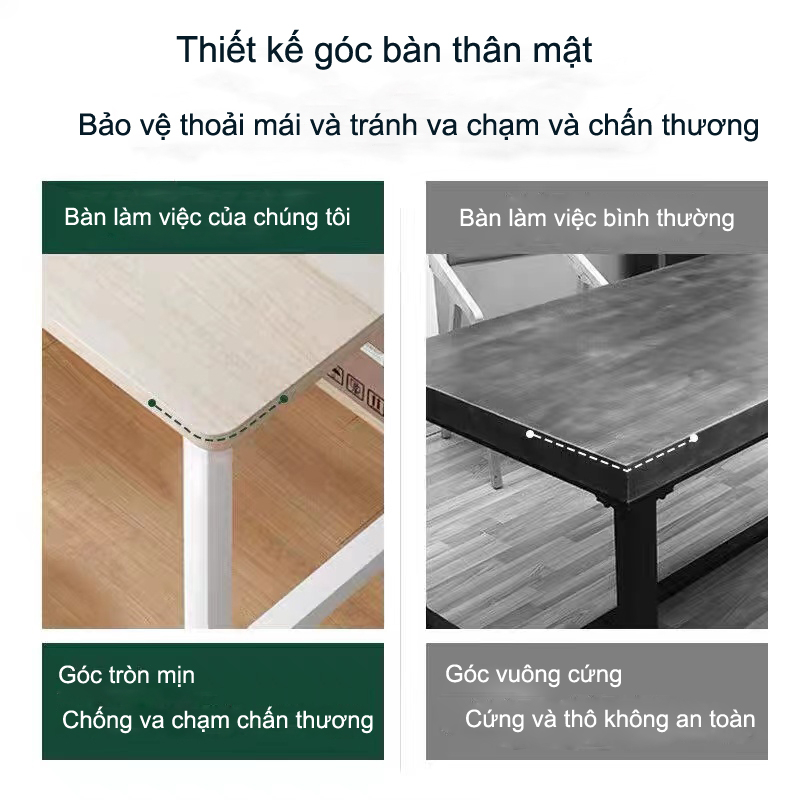 Bàn làm việc gỗ Bàn kệ lửng chân sắt dùng cho văn phòng học bài để máy tính cho học sinh sinh viên