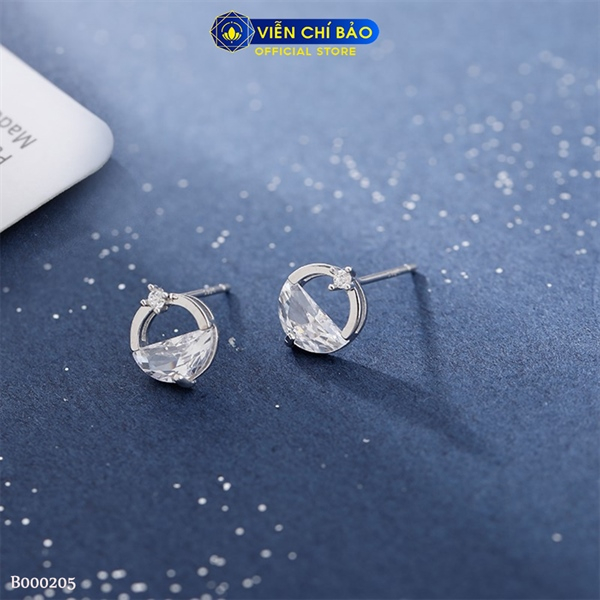 Bông tai bạc nữ giọt nước đá trắng chất liệu bạc 925 thời trang phụ kiện trang sức Viễn Chí Bảo B000205