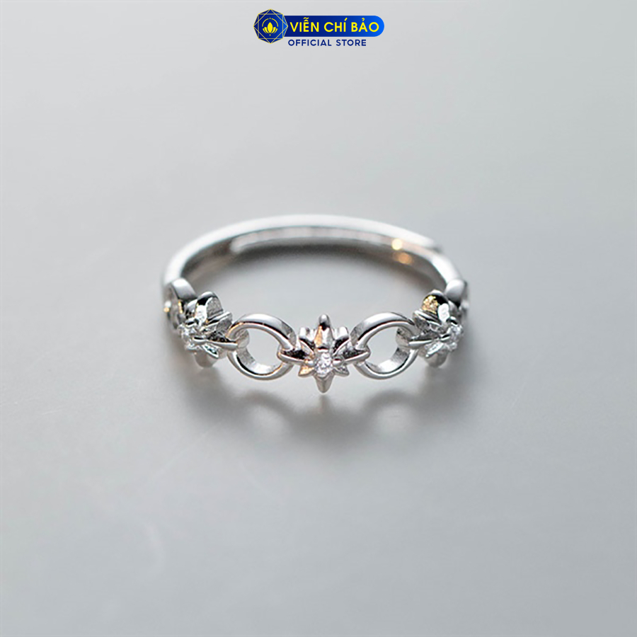 Nhẫn bạc nữ ngôi sao đá tròn chất liệu bạc Ý 925 thời trang phụ kiện trang sức Viễn Chí Bảo N001026