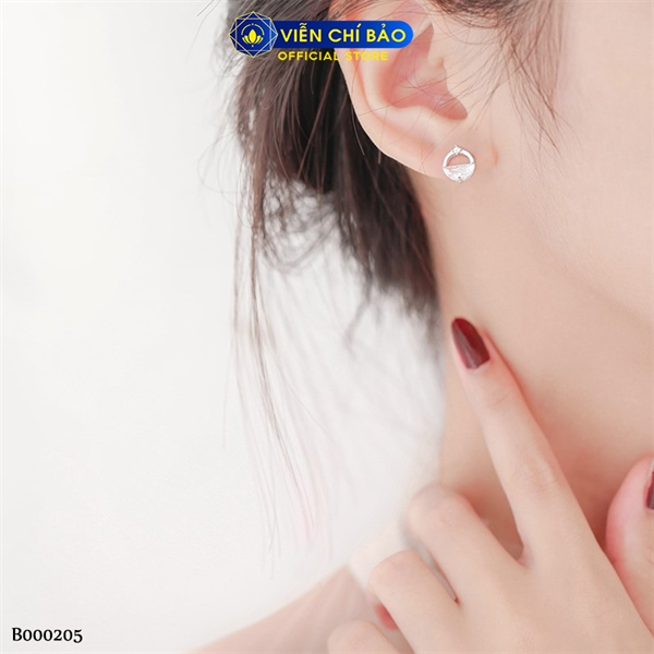 Bông tai bạc nữ giọt nước đá trắng chất liệu bạc 925 thời trang phụ kiện trang sức Viễn Chí Bảo B000205