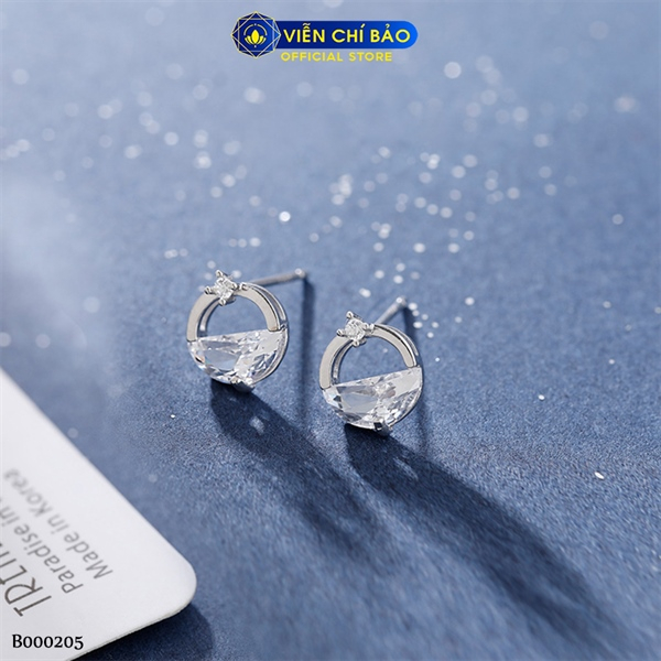 Bông tai bạc nữ giọt nước đá trắng chất liệu bạc 925 thời trang phụ kiện trang sức Viễn Chí Bảo B000205