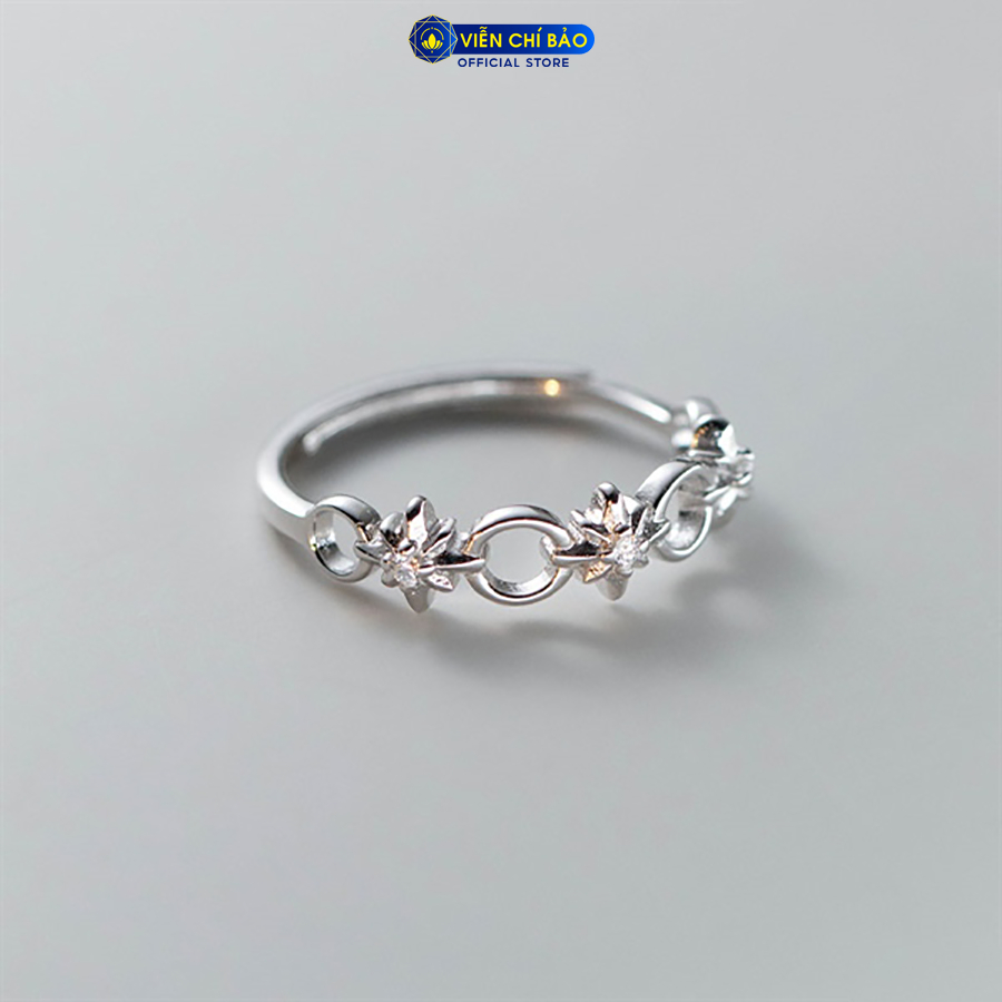 Nhẫn bạc nữ ngôi sao đá tròn chất liệu bạc Ý 925 thời trang phụ kiện trang sức Viễn Chí Bảo N001026