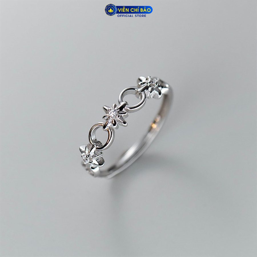 Nhẫn bạc nữ ngôi sao đá tròn chất liệu bạc Ý 925 thời trang phụ kiện trang sức Viễn Chí Bảo N001026