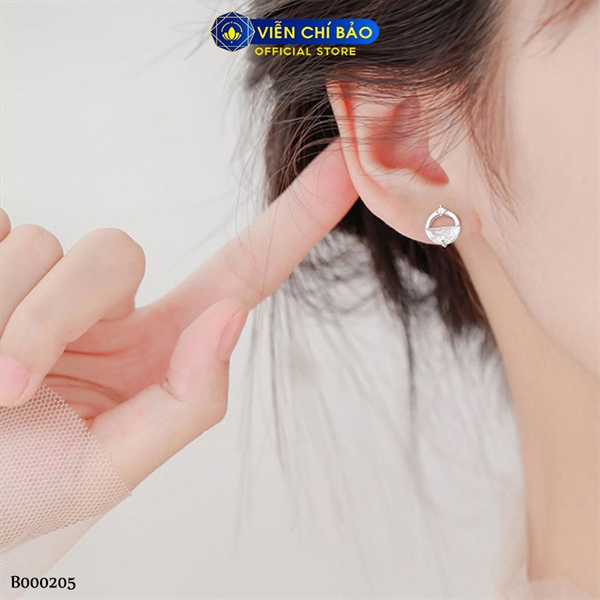 Bông tai bạc nữ giọt nước đá trắng chất liệu bạc 925 thời trang phụ kiện trang sức Viễn Chí Bảo B000205