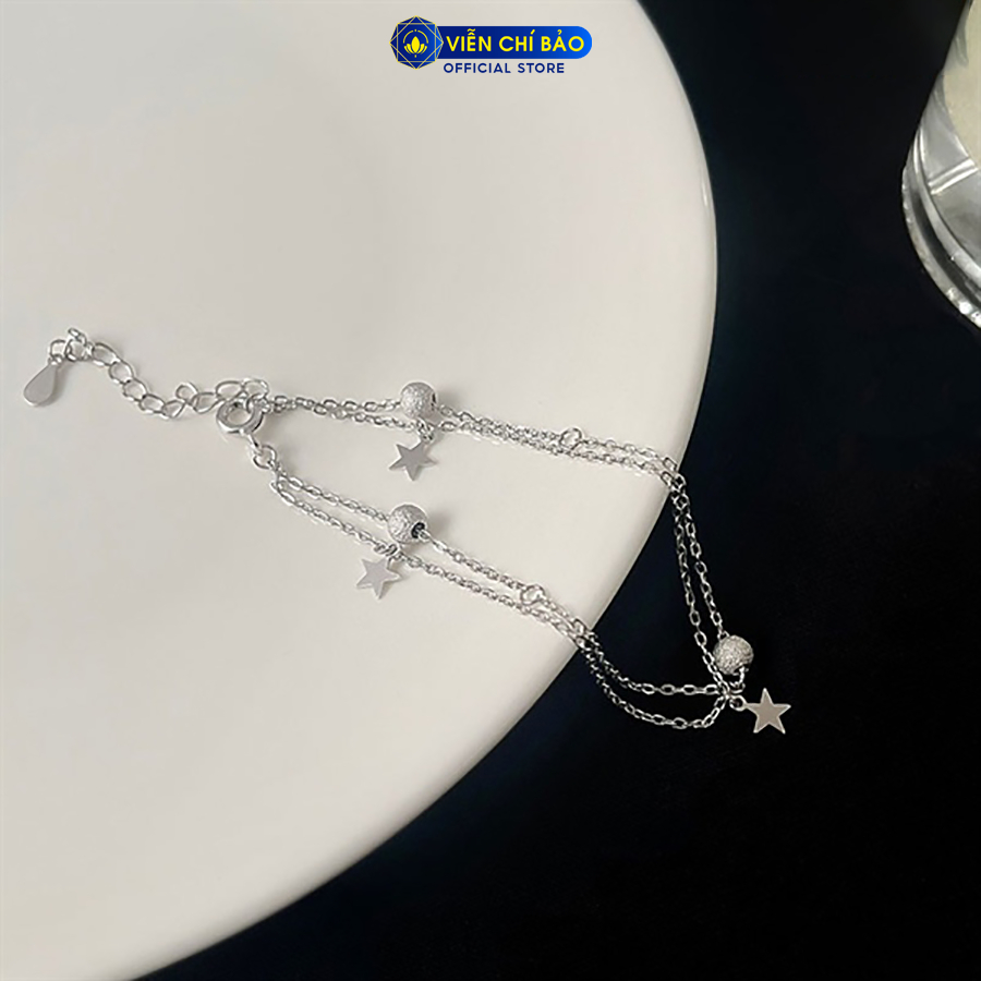 Lắc tay bạc nữ dây kép ngôi sao lấp lánh chất liệu bạc Ý 925 thời trang phụ kiện trang sức Viễn Chí Bảo L000866