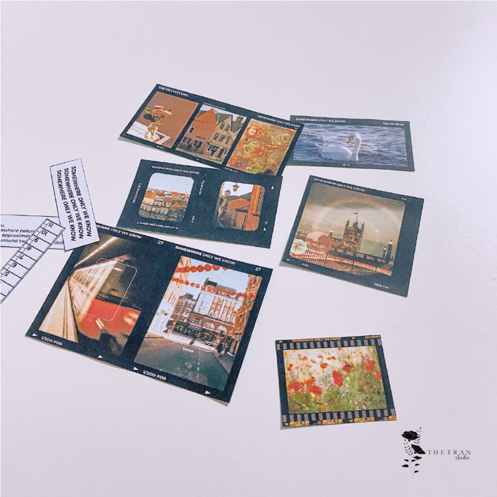 Bộ 16 sticker film nghệ thuật trang trí sổ tay / somewhere only we know sticker pack / thetranstudio