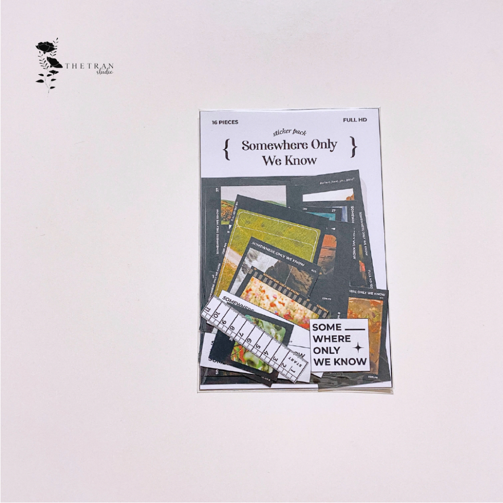 Bộ 16 sticker film nghệ thuật trang trí sổ tay / somewhere only we know sticker pack / thetranstudio