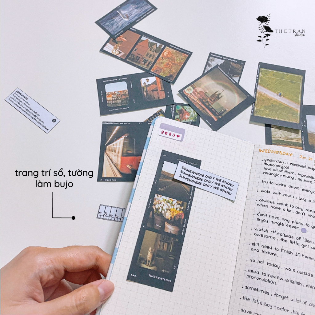 Bộ 16 sticker film nghệ thuật trang trí sổ tay / somewhere only we know sticker pack / thetranstudio