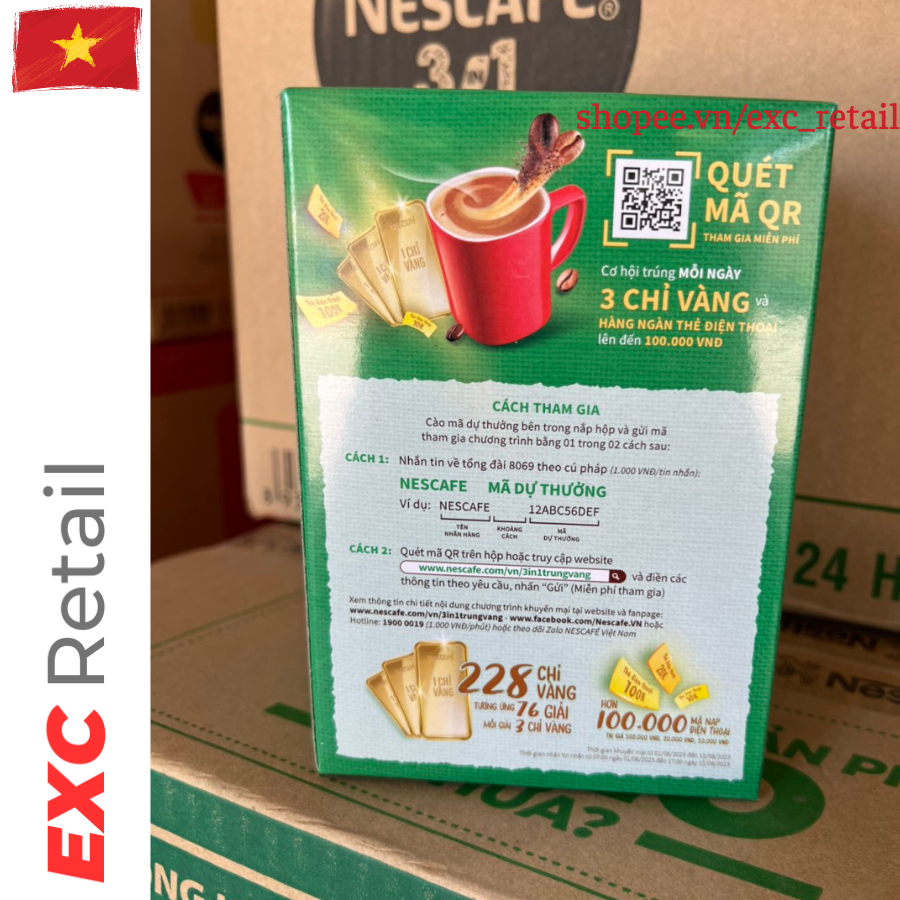 (Date mới, Trúng Vàng) Nest Xanh Hộp Vị Rang Đậm 340gr (20 gói x 17g)