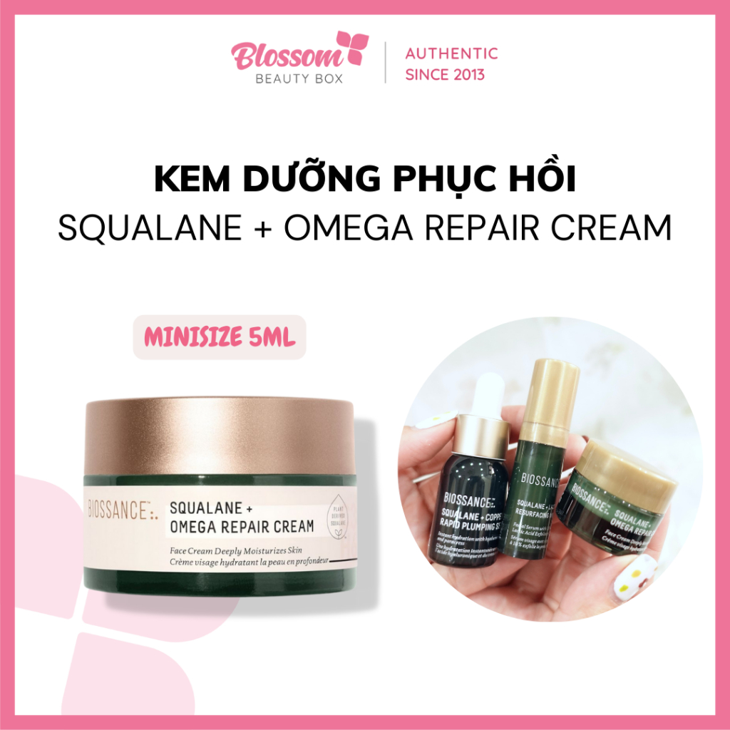 Minisize 5ml - Kem dưỡng ẩm phục hồi Biossance Squalane + Omega Repair Cream