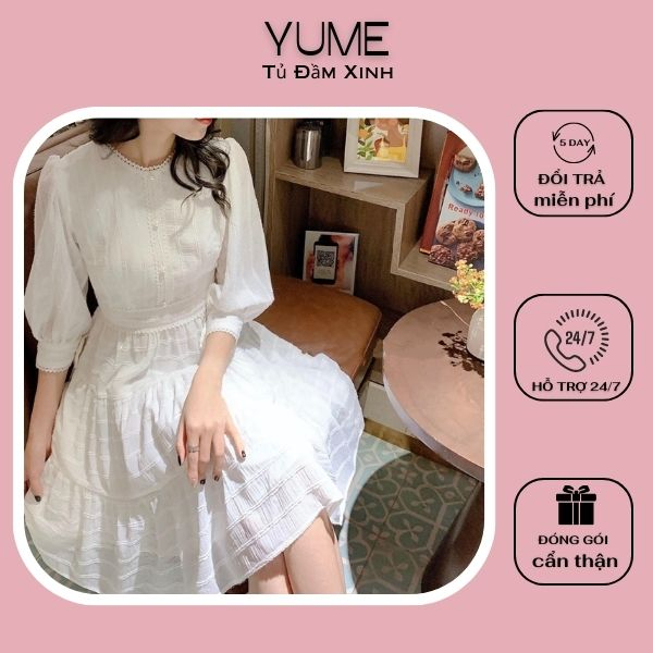 Đầm Dự Tiệc Babydoll Phối Ren Chụp Kỷ Yếu Xinh Xắn - YUME Y0373