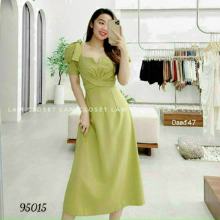 Đầm dự tiệc thời trang nữ đan dây chất tơ xước cổ vuông tay búp đan ngực dáng váy dài xoè maxi phong cách